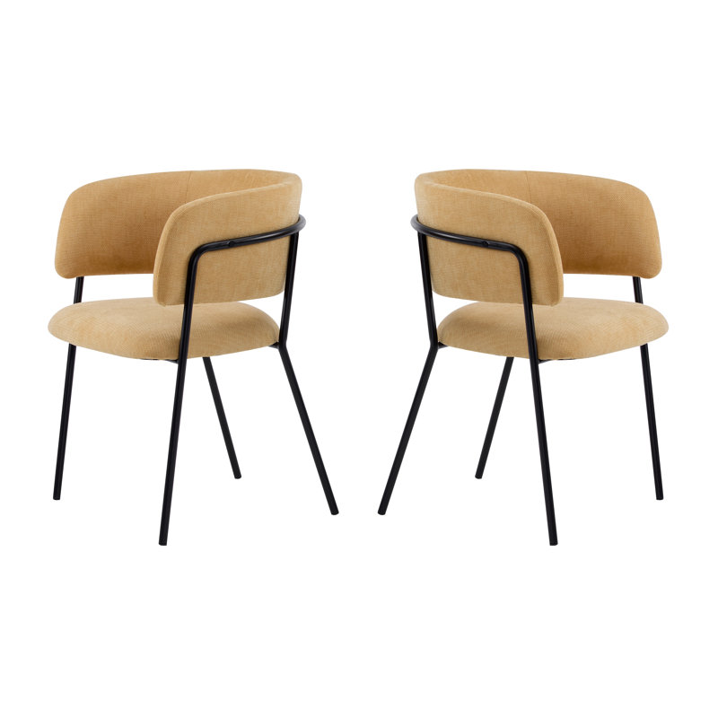 Cloutier Dones Fabric Upholstered Dining Chairs, Yellow