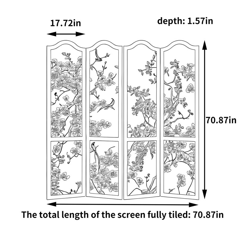 Paravent floral en bois