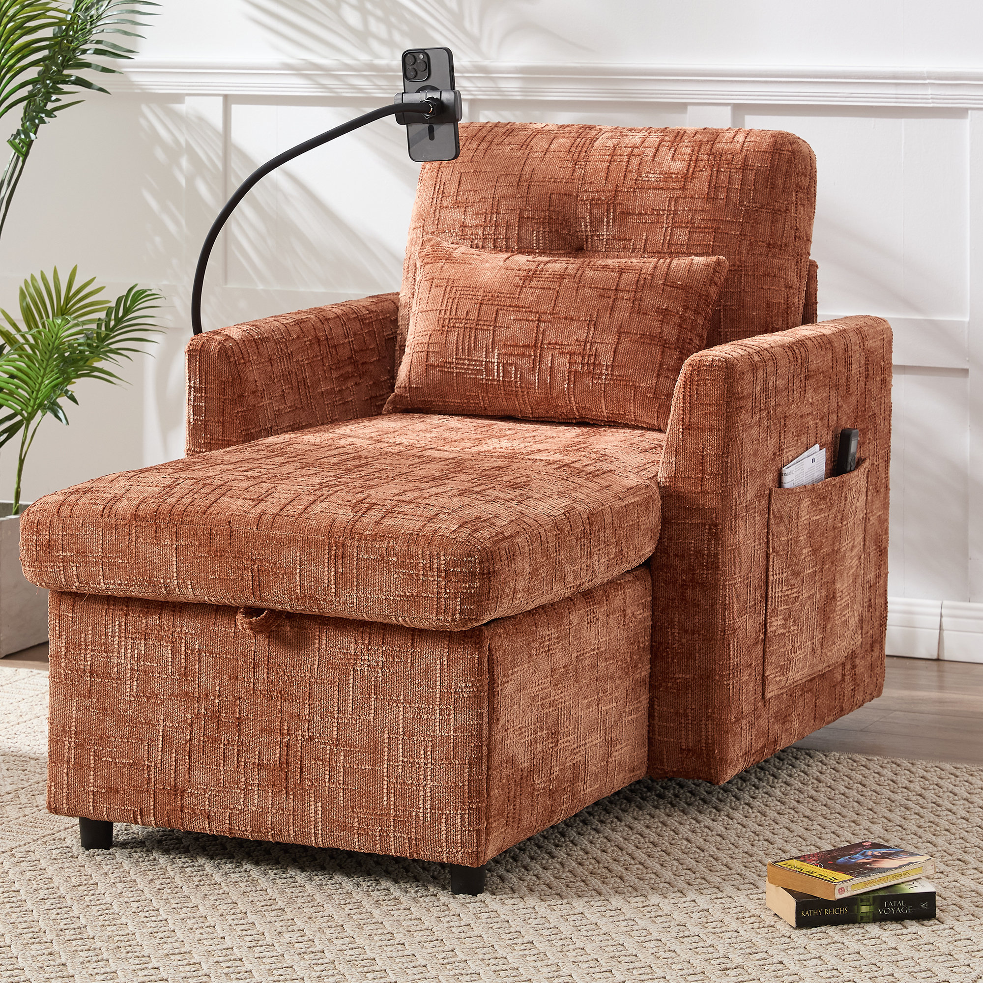 Latitude Run® Multifunctional Sofa With Cell Phone,chenille Single ...