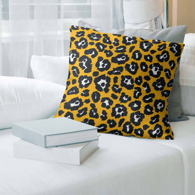 Housse de coussin carrée, 20 po X 20 po, Doré, Simili daim