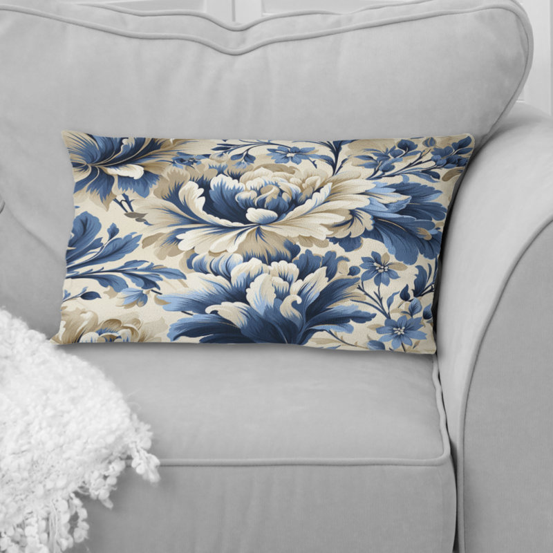 Ikat floral bleu victorien harmonie III - imprimé floral