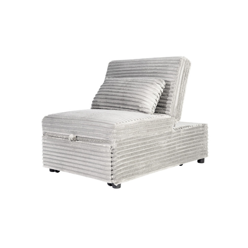 Convertible Wide-Welt Corduroy Sofa Sleeper Sofa Chair W/ Pull-Out Bed Smoke