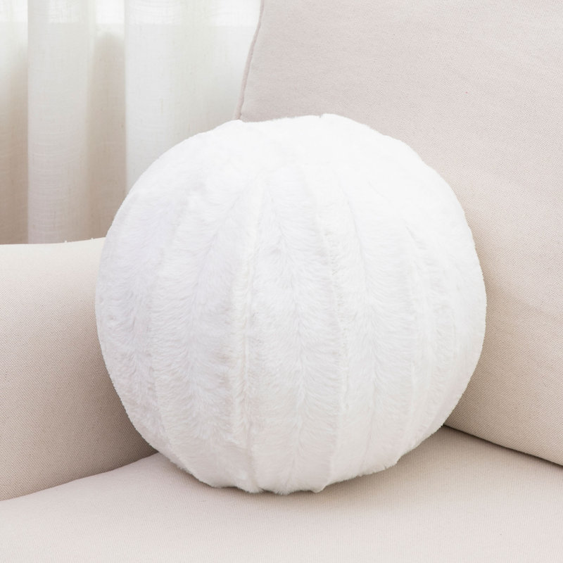 Faux Fur Reversible Throw Pillow, White