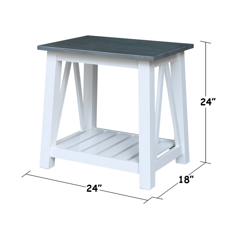 Table de bout Surrey, Plateau gris chiné / base blanche