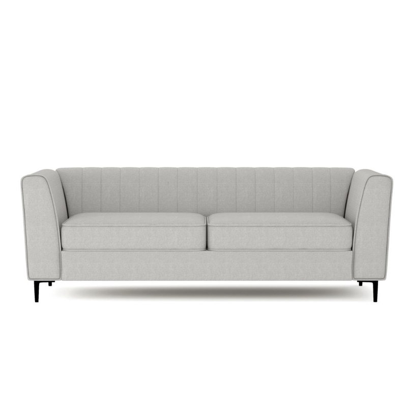 Enigma Upholstered Comfortable Sofa with Channel Tufting, Armrest, Metal Legs, Oat Linen Blend