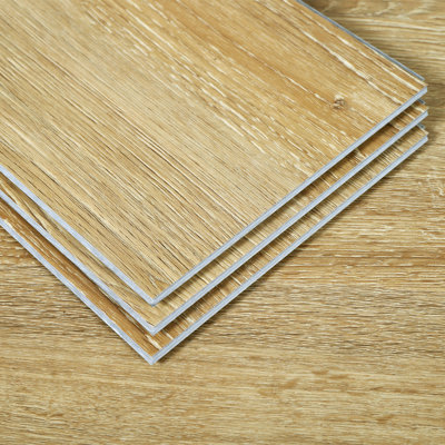 Lames de plancher en vinyle emboîtables imitation chêne brun, 21 pi² (14 pièces), 36 po (91,4 cm).