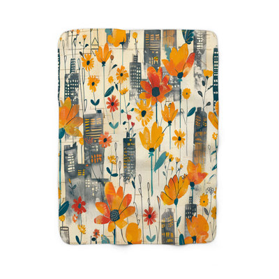 Retro City Blooms - 1 pièce Sherpa Premium