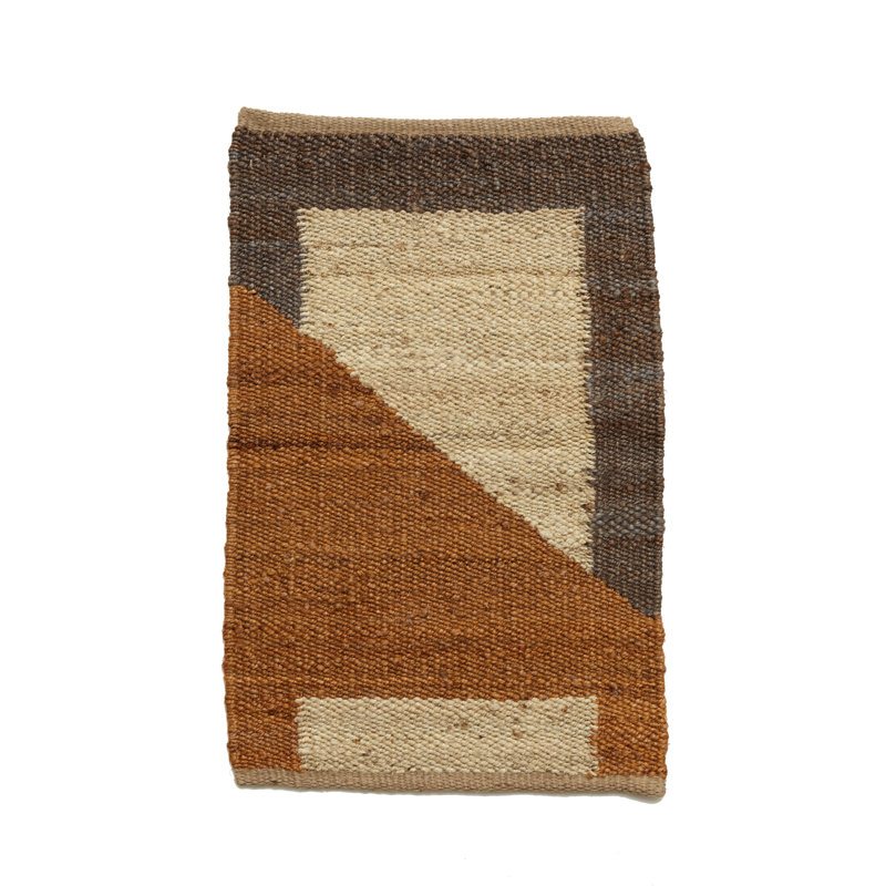 Rectangle Geometric Flatweave Hemp Area Rug in Brown, Rectangle 8' x 10'