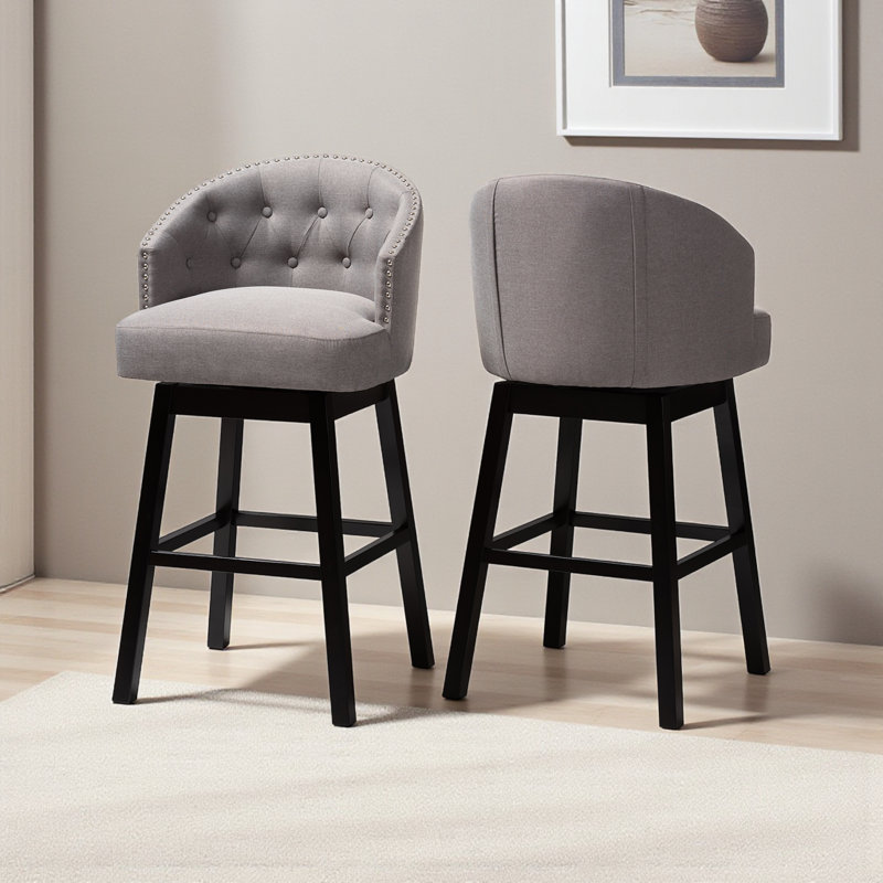 Tabouret de bar pivotant 31 po Yehiel, Gris