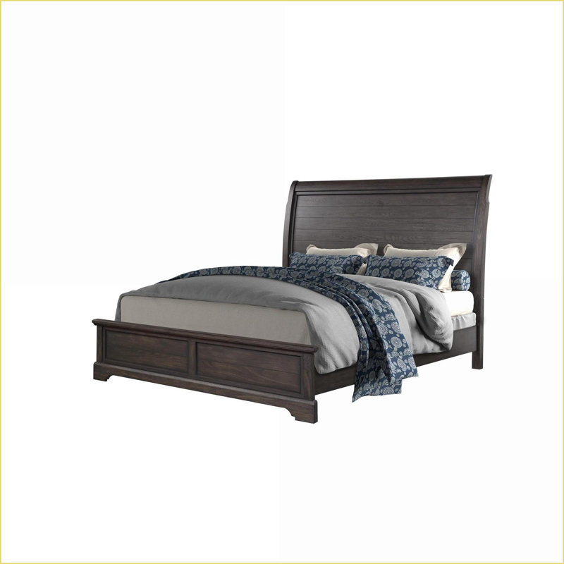 Grand pin massif Lit-bateau traditionnel Elm, Grand lit