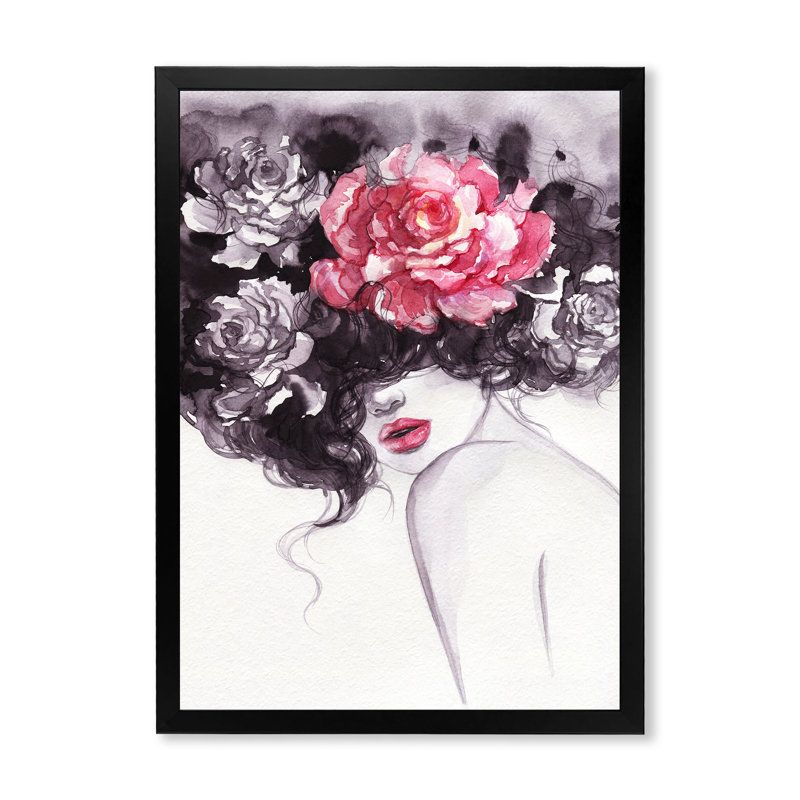 Illustration florale sensuelle sur toile Glam, H 20 po x l 12 po x P 1,5 po, Impression noire sur toile encadrée