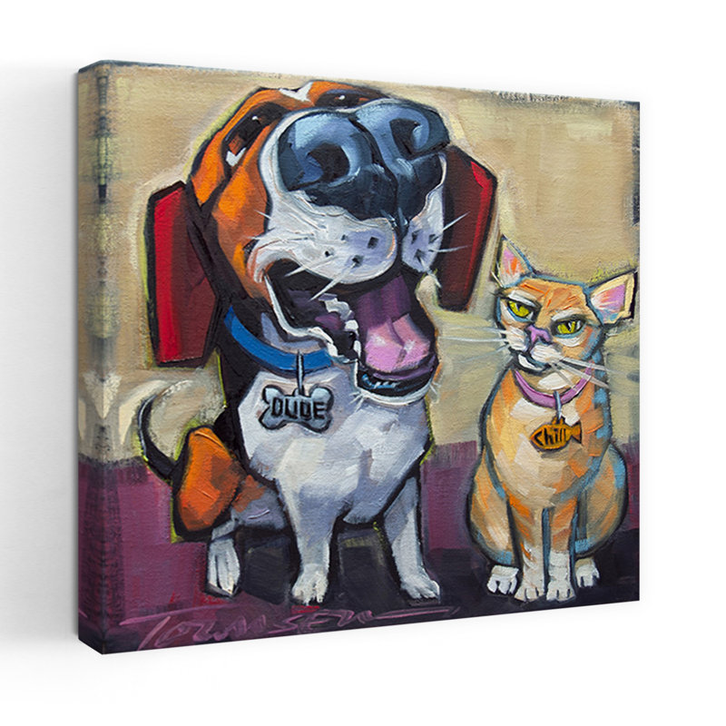 Art de chien contemporain Dude Chill, H 32 po x l 32 po