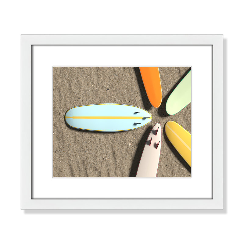 " Surf Circle " by Alexander Mils, Cadre blanc, Blanc, H 13 po x l 15 po x P 1,25 po