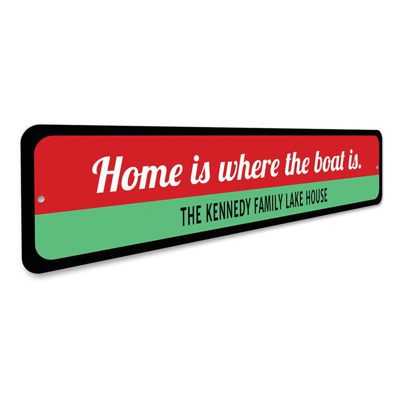 «Home Is Where Boat Is», panneau en aluminium, H 4 po x l 18 po x P 0,04 po