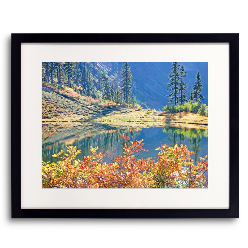 Quiet Autumn Alpine Pond Print by Bruce Heinemann, Black Framed Paper, White, 16" H x 20" W