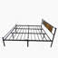 Structure de grand lit avec tête et pied de lit en bois, plateforme en métal pour sommier grand sommier, lattes en métal robustes, aucun sommier requis