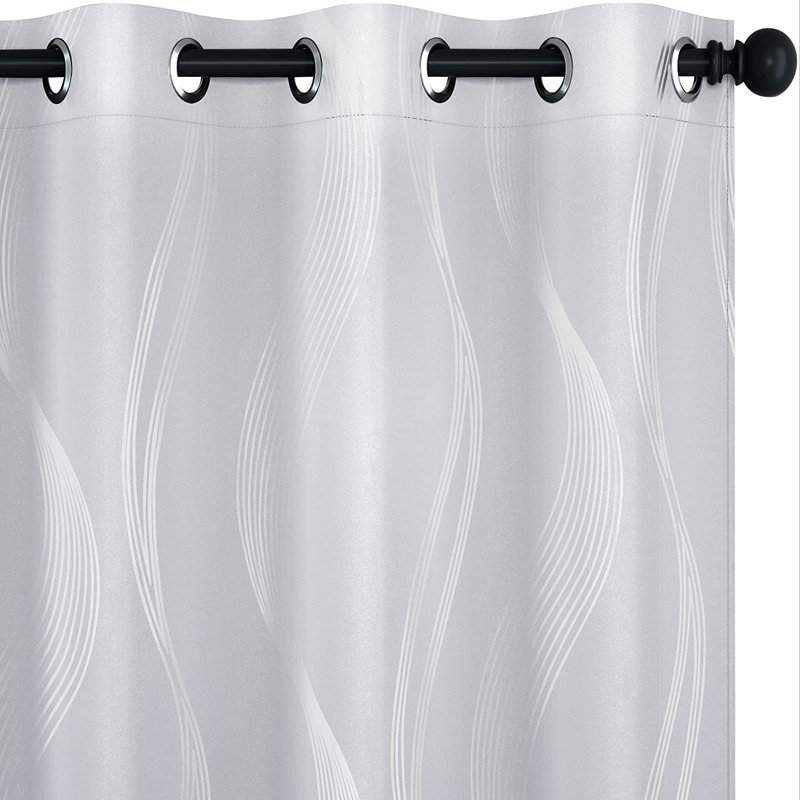 Spurgh Solid Blackout Thermal Curtain Panels, 52" W x 72" L, Light Greyish White