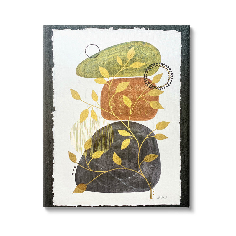 «Layered Plant Leaf Pebbles», art mural sur toile par Jocelyn Benford, L 24 po x H 30 po