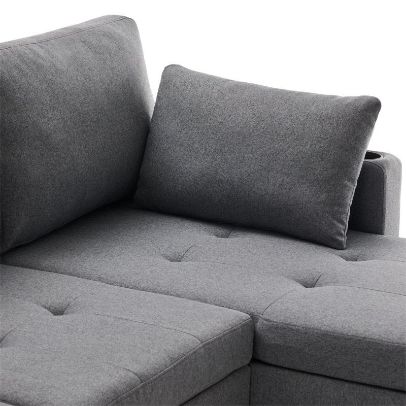 Gercilus 3 Seater Sofa Bed, Grey