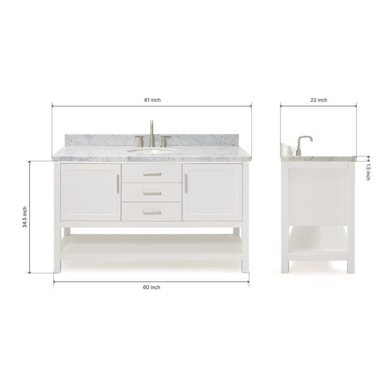 Bayhill 61'' W Single Vanity, White