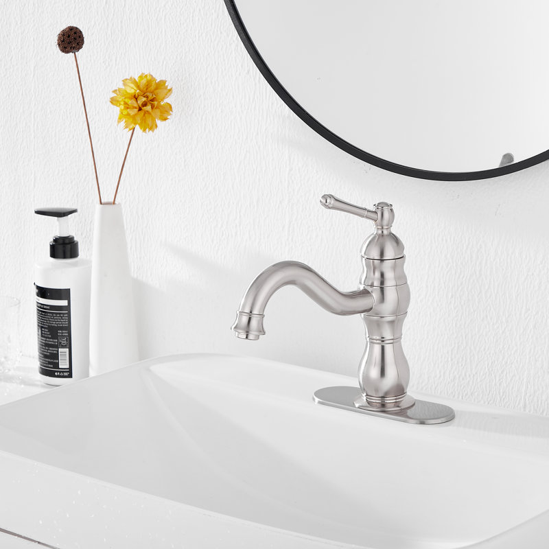 Single-handle Bathroom Faucet with Drain Assembly, Brushed Nickel