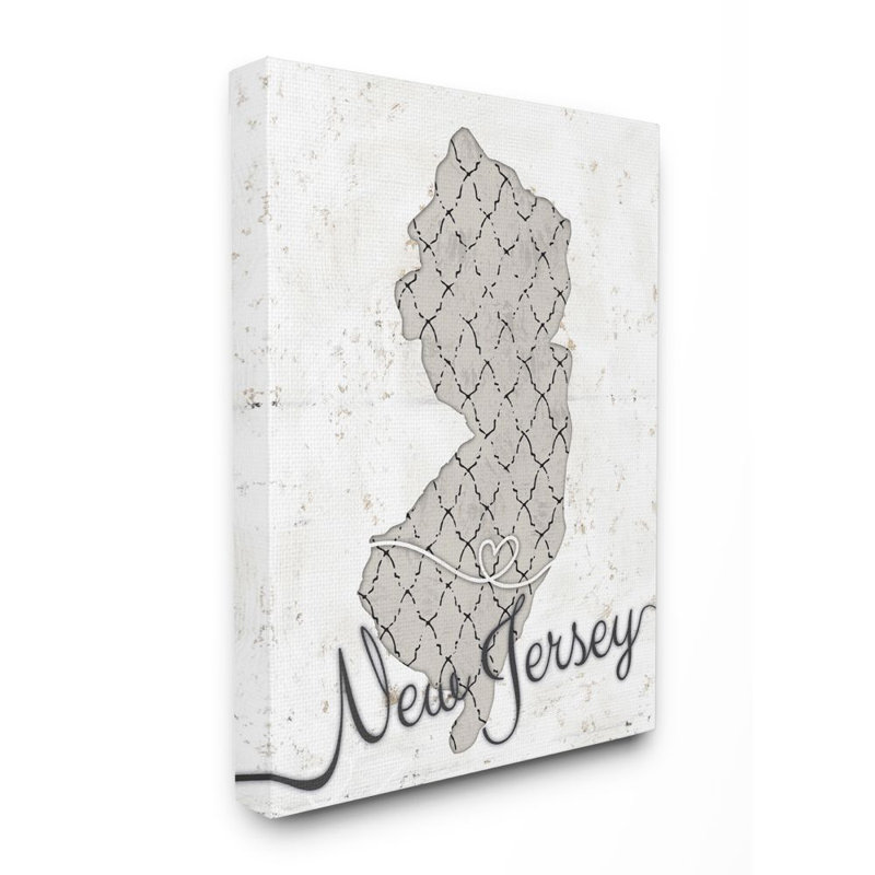 « new jersey patterned gray state us state design », impression sur toile, Toile tendue, H 20 po x l 16 po x P 1,5 po
