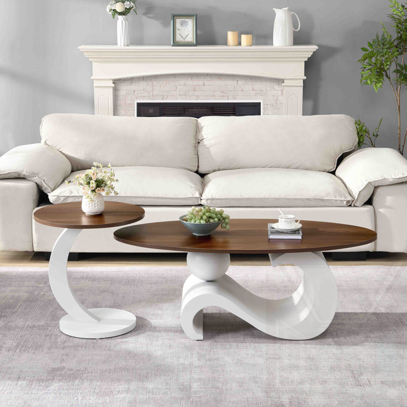 Ensemble de tables basses rondes, Blanc / Blanc