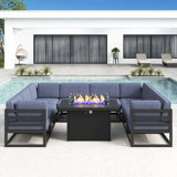9 - Piece Outdoor Modular Sectional Set with Fire Table
