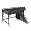 Lit mezzanine naturel avec glissade, tablettes de rangement, garde-robe, cadre de lit USB et en métal à DEL, noir-972614484-972614507