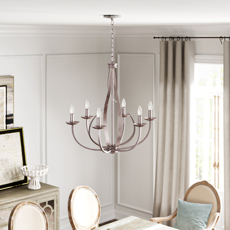 6 - Light Steel Dimmable Chandelier