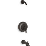 Kohler Bancroft Rite-Temp Bath and Shower Valve Trim with Metal Lever Handle and Slip-Fit Spout, Less Showerhead