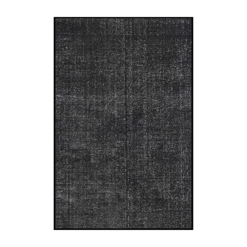 Tapis traditionnel gris foncé et noir, Rectangle 3 pi x 5 pi