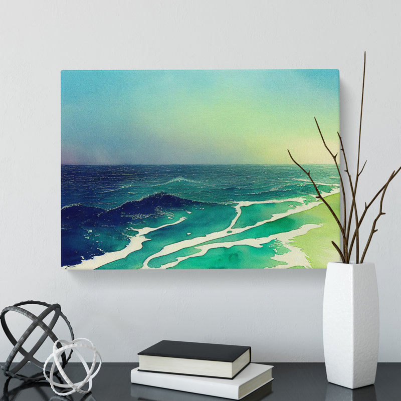 Aqua Ocean Beach - Wrapped Canvas, 40cm H x 60cm W x 3cm D