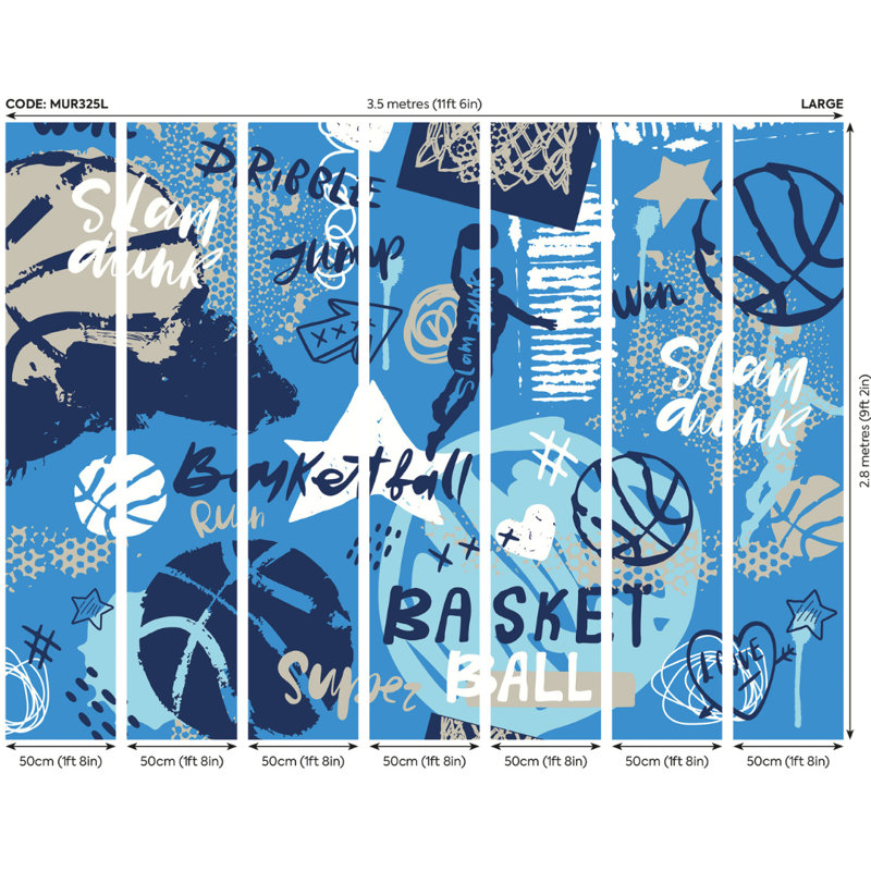 Lionville Matte Wall Mural, Blue, 280cm L x 350cm W