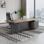 Grand bureau de direction de 78,6 pouces en acier inoxydable avec armoire à tiroirs, bureau en forme de L, bureau d'ordinateur avec ports de charge universels et gestion des câbles pour poste de travail pour bureau personnel (à droite)-1369475066-1369475067