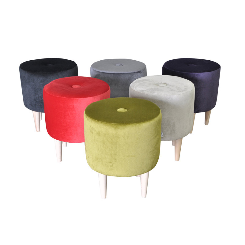 Solid + Manufactured Wood Accent Stool, Cream