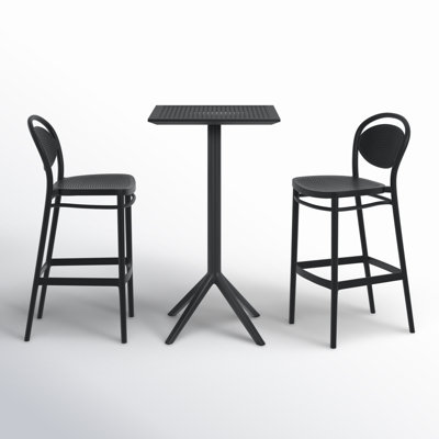 Farrah Square Bar Set With 2 Barstools