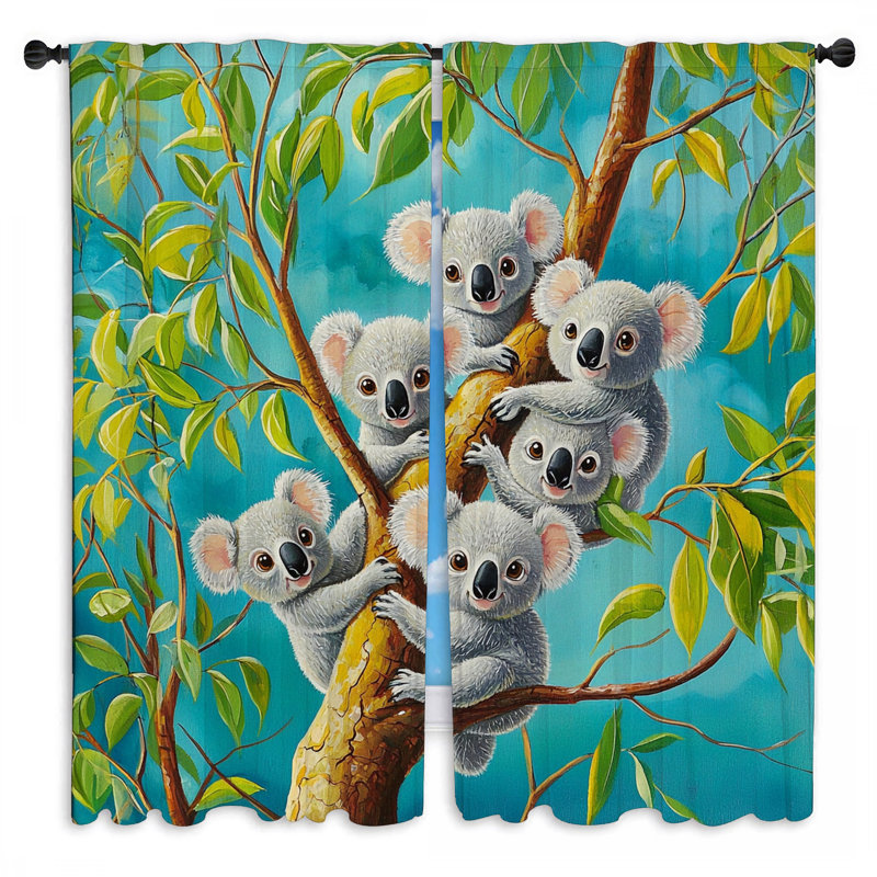 Rideaux de fenêtre Koala Family, L 20 po x L 52 po