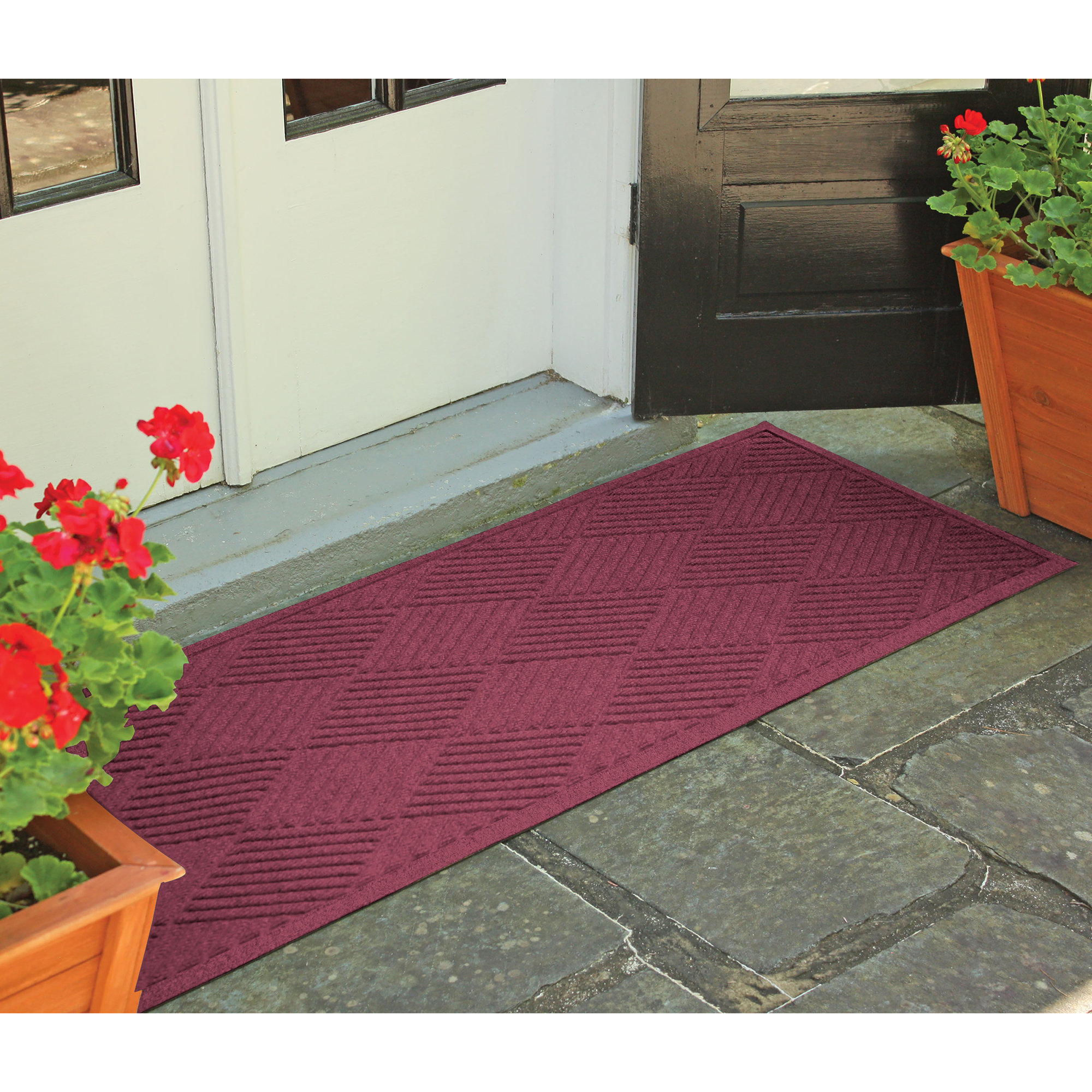 Waterhog Diamonds Indoor Outdoor Doormat, Bordeaux, Runner 22" W x 60" L