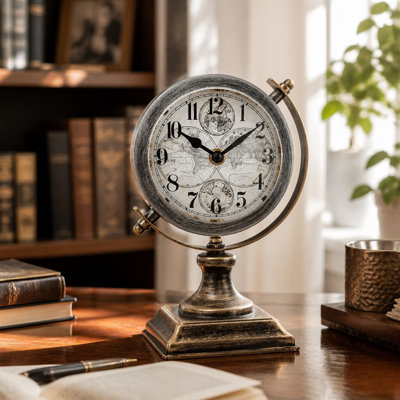 Numerical Steel Quartz movement / Crystal Tabletop Clock in Gold
