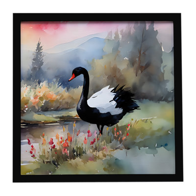 Black Swan Framed Metal Print
