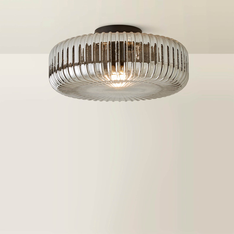 Allea Glass Flush Mount, Grey, Matte Black