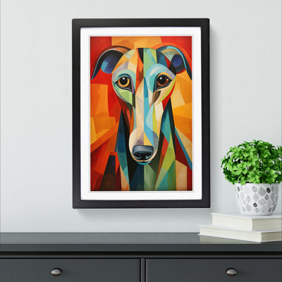 Greyhound Cubism Art - Framed Print