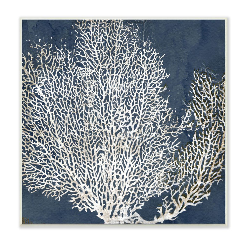«Sea Coral Ocean Life Silhouette Blue White», impression