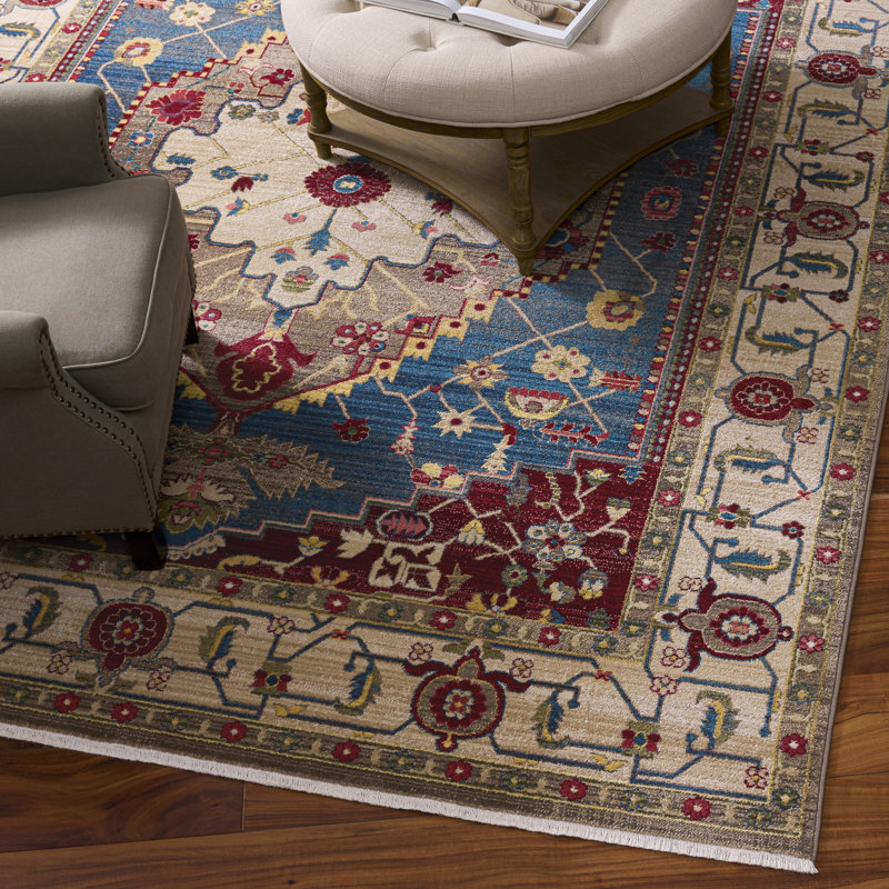 Tapis oriental performance Bisen, Rectangle 3 pi 3 po x 4 pi 1 po, Ivory/Blue