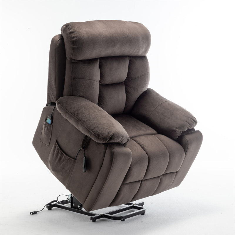 Large Electric Massage Recliner With Heat, Lift Recliner Chair For Elderly Oversize with Hidden Cup Holder, Dark Brown