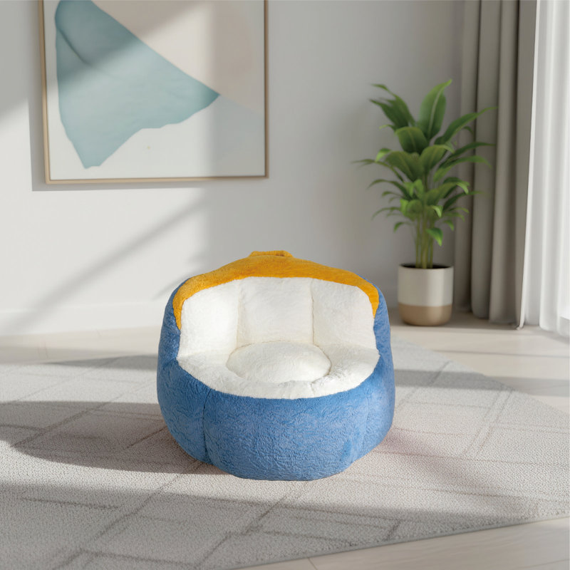 Fauteuil à billes rembourré, fauteuil de plancher moderne avec poignées, Bleu