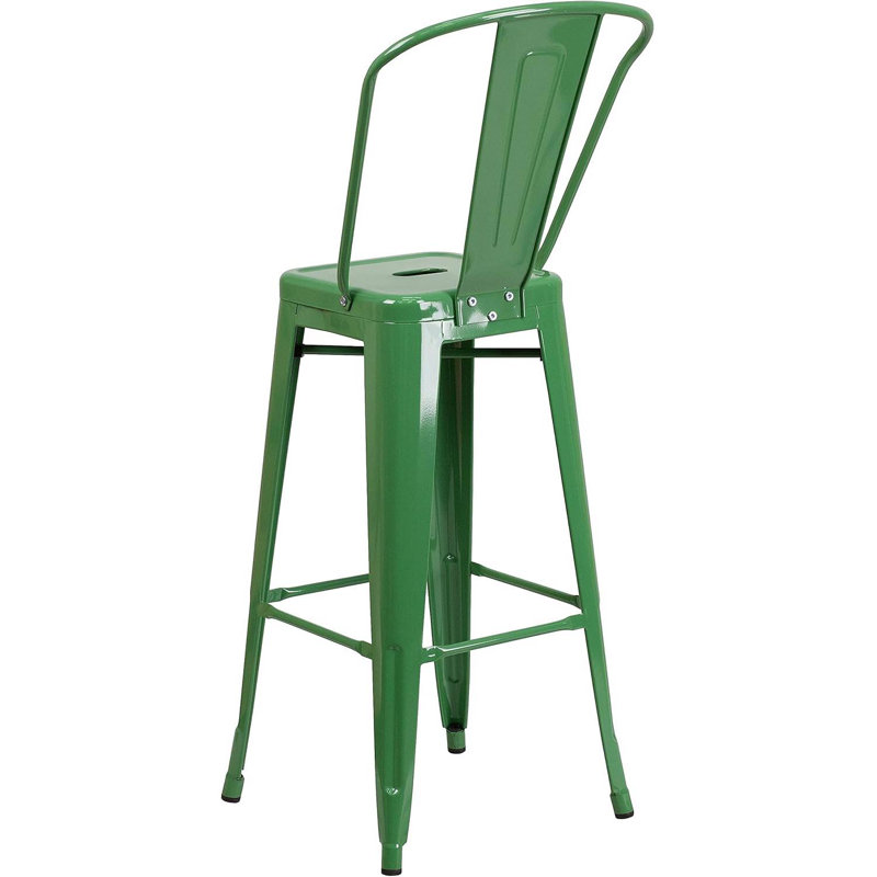 Anastassios Industrial Style Stool Chair- Modern Metal Galvanised Steel, Bar Stool (76.8cm Seat Height), Green