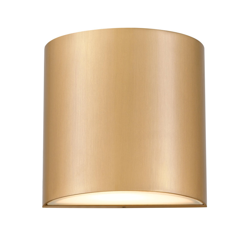 LED Wall Sconce Fixture In Brushed Aluminum, Antique Brass
