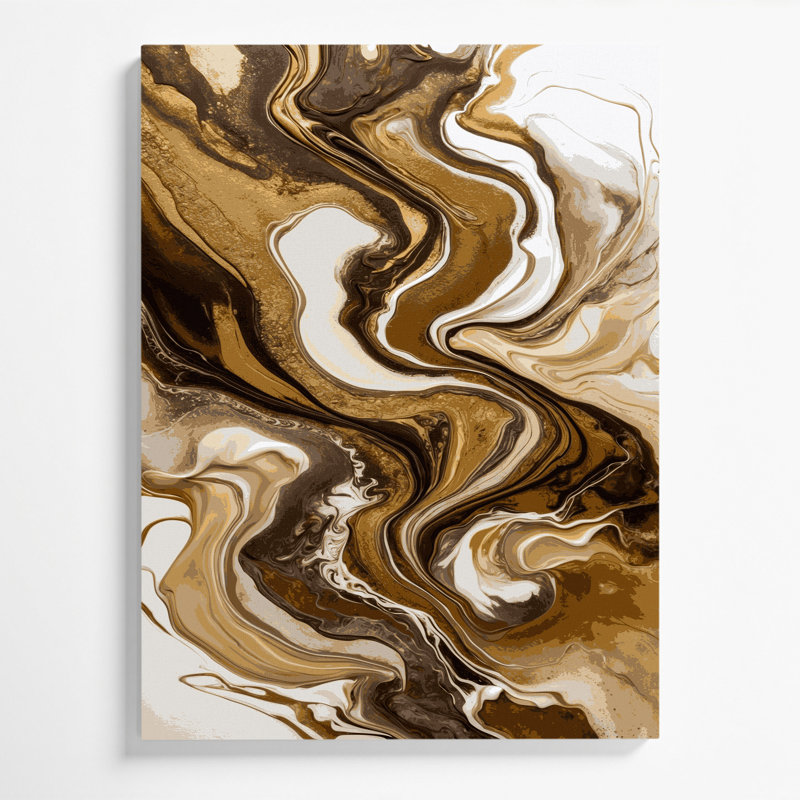 Abstrait art fluide sur toile brune 96, H 36 po x l 24 po